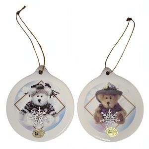 Vintage Boyds Bear Porcelain Christmas Ornaments Set of 2 Sugar Plum Vintage NIB